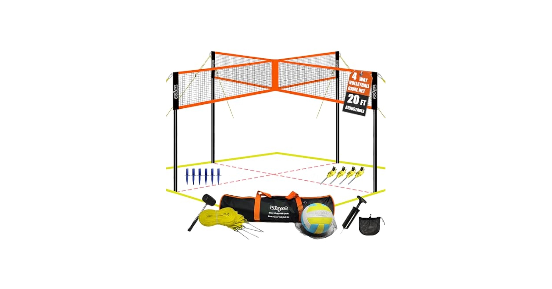 Amazon.com : Zdgao Four Way Volleyball Net 14ft x 14ft